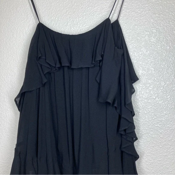 Free People Cascades Black Ruffle Tank Top XS Semi Sheer Flowy Top - Picture 8 of 14